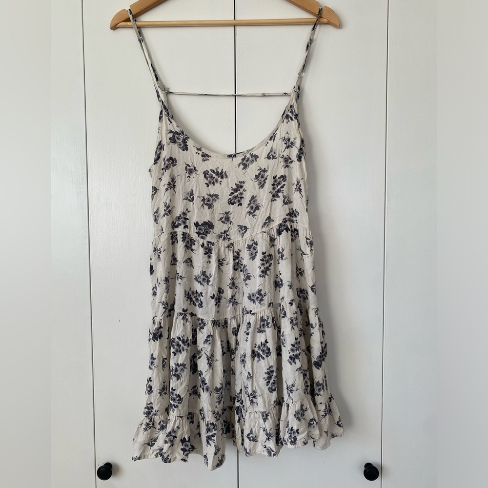 Brandy Melville Mini White & Blue Floral Dress| One Size